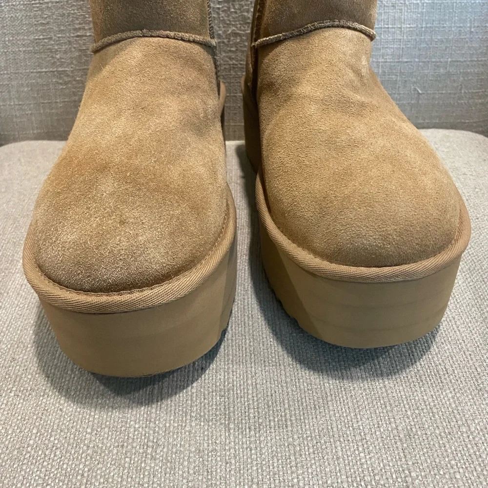 UGG Classic Mini Platform Chestnut Brown Boot Size 9 - Picture 9 of 12